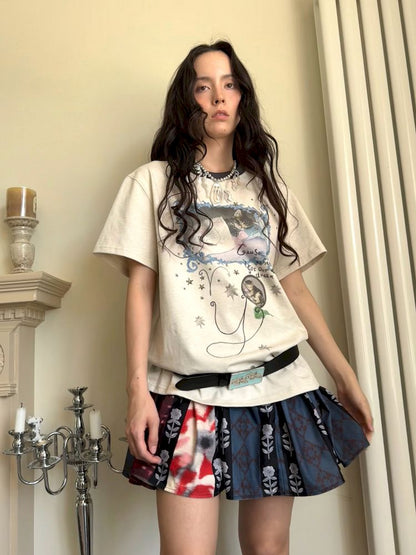 Cute Printed Short Sleeve Loose T-Shirt【s0000013510】