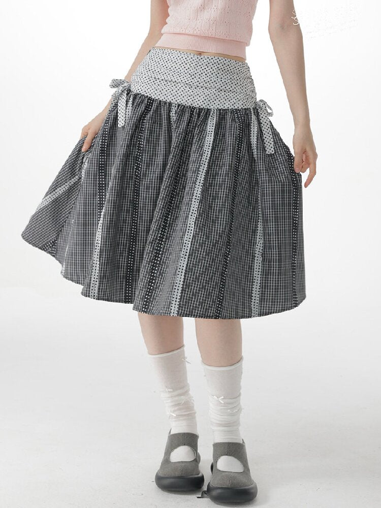 Retro Academy Plaid Polka Dot Skirt【s0000017154】
