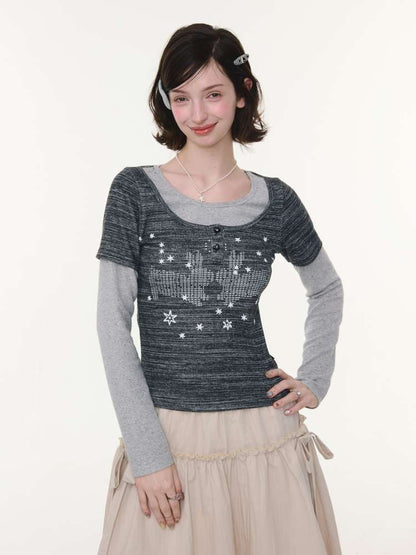 Starry Night Rabbit Design Top【s0000015427】
