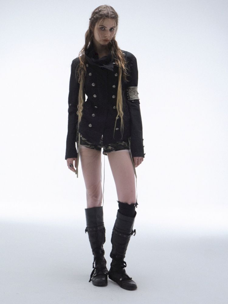 High-Neck Metal Buckle Napoleon Windbreaker【s0000013902