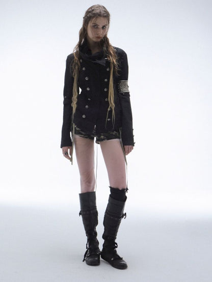 High-Neck Metal Buckle Napoleon Windbreaker【s0000013902】