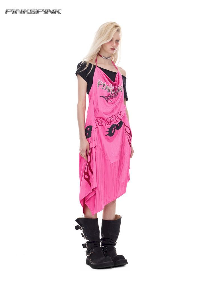 A-line Y2K sports halter dress【s0000012974】
