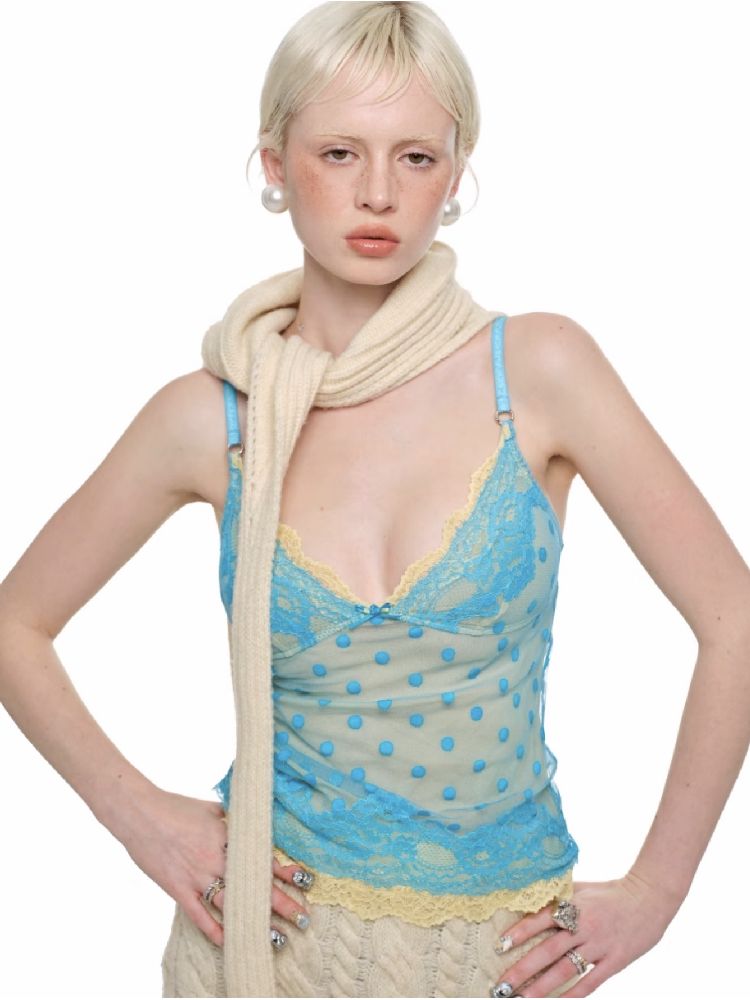 Double Layer Polka Dot Lace Inner Tops【s0000011587】