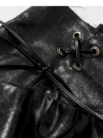 Heavy leather bustier skirt【s0000013467】