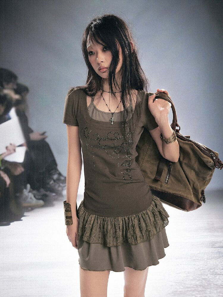 Studded Lace Stitching Slip Dress【s0000016218】