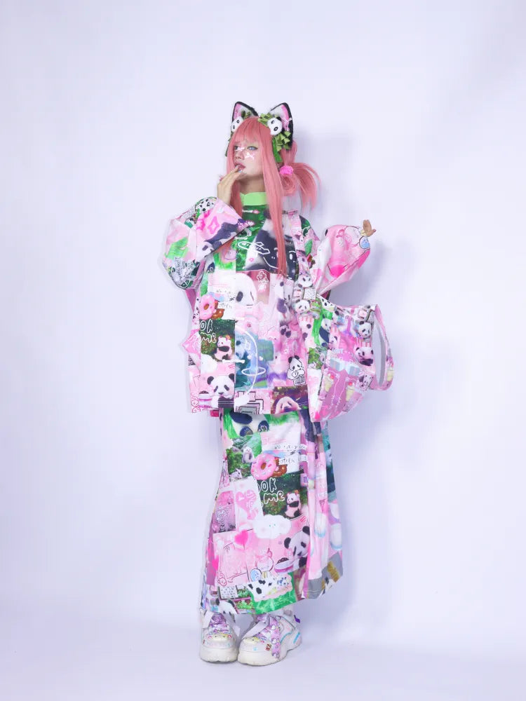 Elastic Waist Cute Print Midi Skirt【s0000013982】