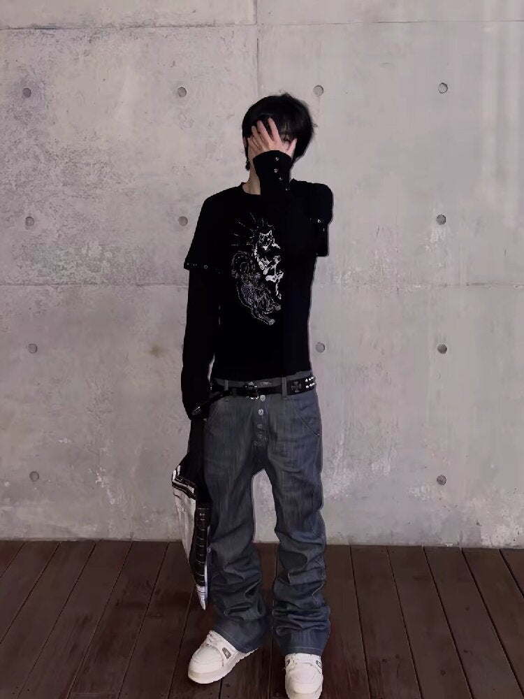 Fake Two Piece Printed Long Sleeve【s0000018198】