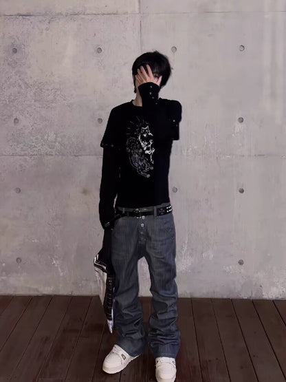 Fake Two Piece Printed Long Sleeve【s0000018198】