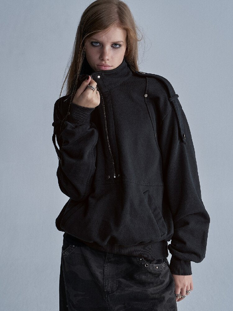 Loose Riveted Kangaroo Sweatshirt【s0000018469】