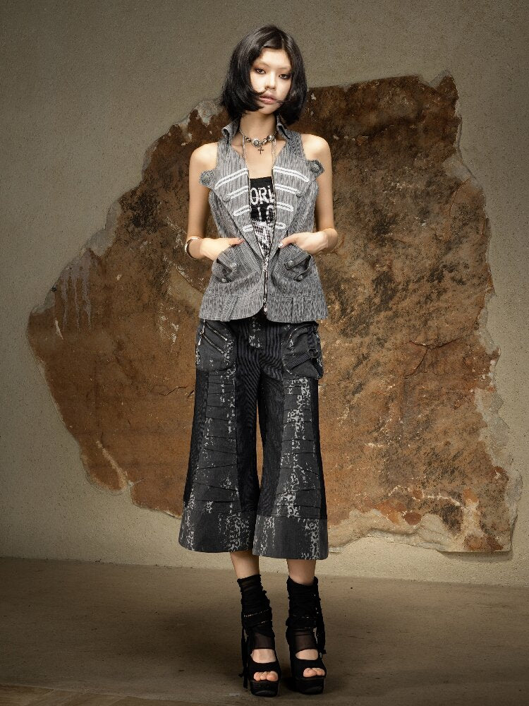 Dark Punk Cropped Bootcut Pants【s0000016887】