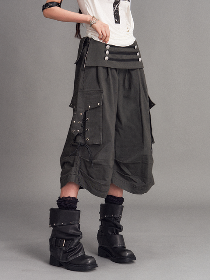 Distressed Low Waist Workwear Shorts【s0000017527】