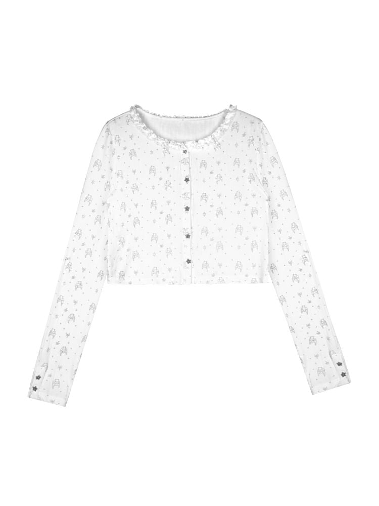 Bear Print Knit Camisole Jacket Cardigan【s0000013368】