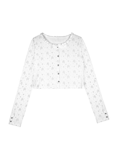 Bear Print Knit Camisole Jacket Cardigan【s0000013368】