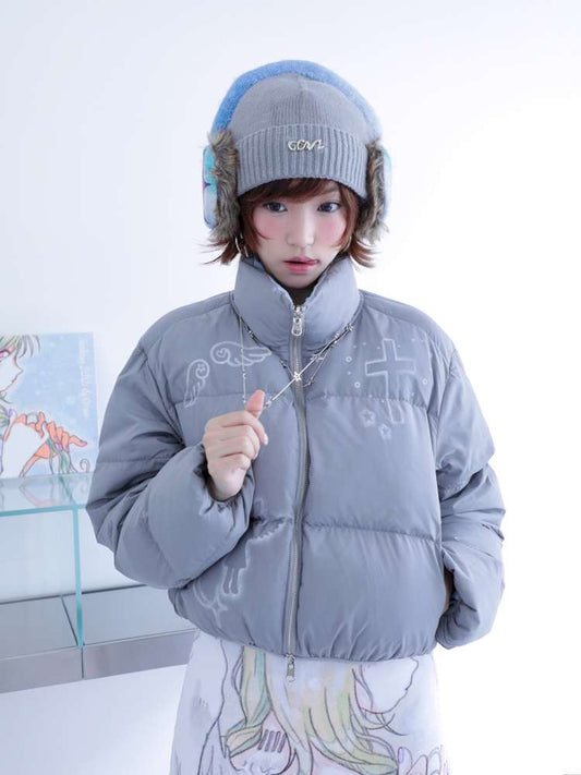 Dreamcore Blue Gray Reversible Padded Jacket【s0000014698】