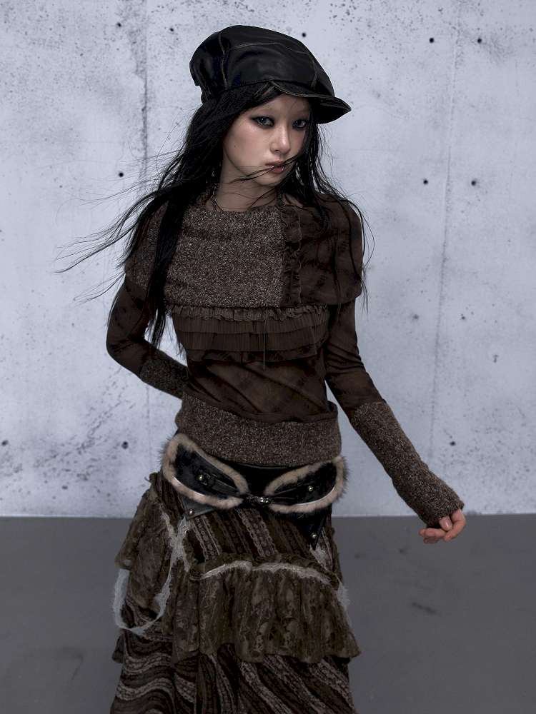 Vintage Punk Scarf Wool Knit Layer【s0000014923】