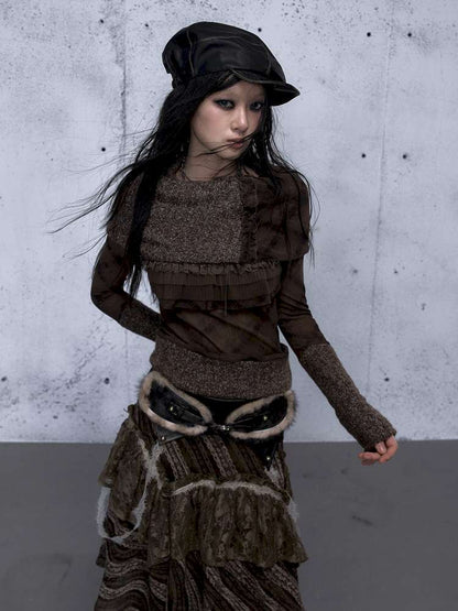 Vintage Punk Scarf Wool Knit Layer【s0000014923】