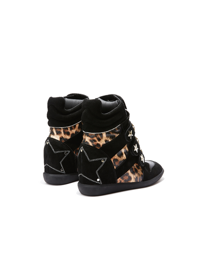 Vintage Leopard Leather High Top Sneakers【s0000018194】