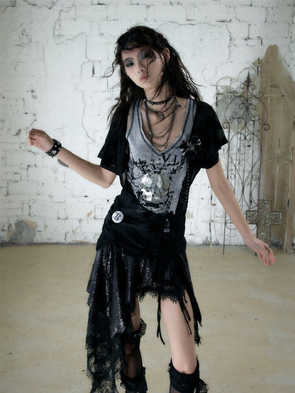 Vintage Punk Y2k Two-Piece T-Shirt【s0000017241】