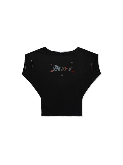 Colorful Floral Rhinestone T Shirt【s0000017428】