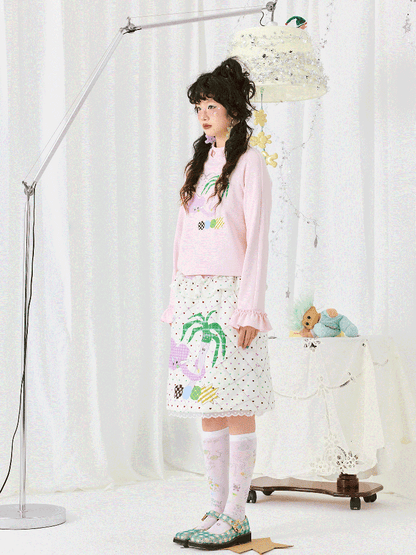 Print Long Sleeve Short T-Shirt【s0000011942】