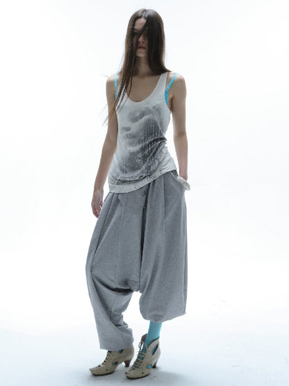 Silver Sequin Print U Neck Vest【s0000016566】