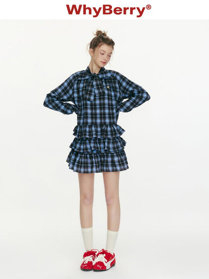 Twilight Rose Blue Plaid Dress【s0000015670】