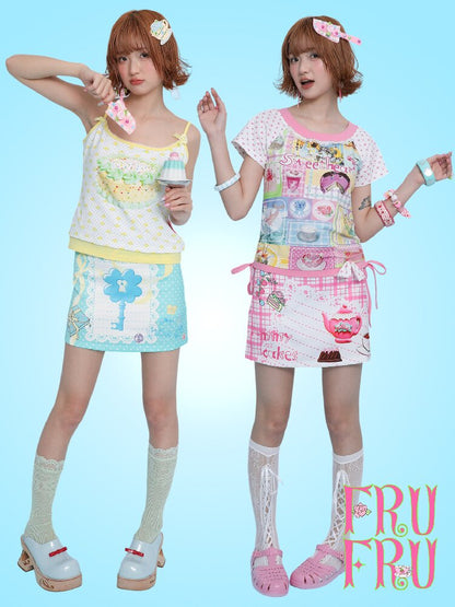 Printed Rose A Line Mini Skirt【s0000017457】