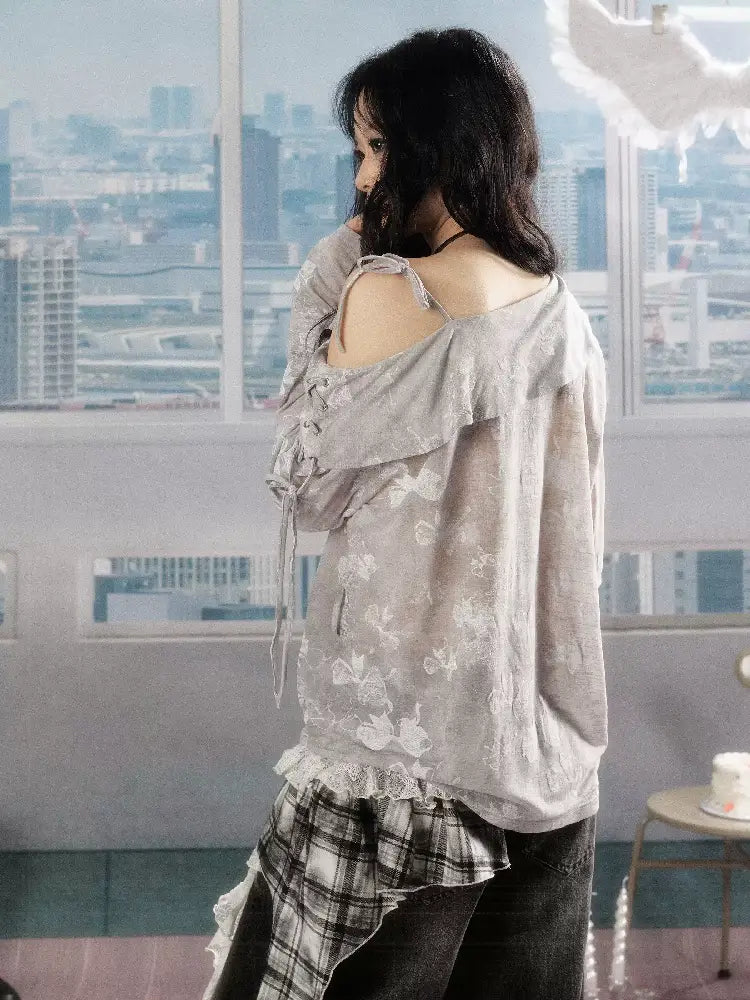 Slanted Collar Bow Sunscreen Top【s0000016526】
