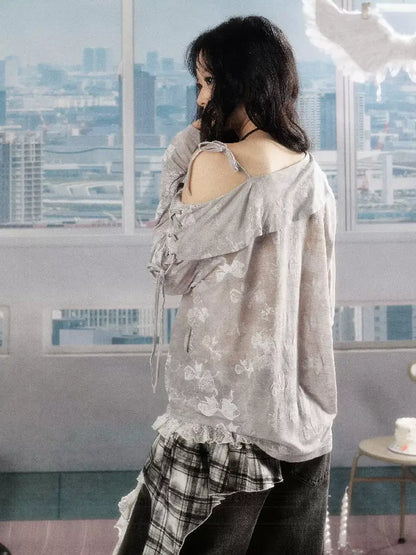 Slanted Collar Bow Sunscreen Top【s0000016526】