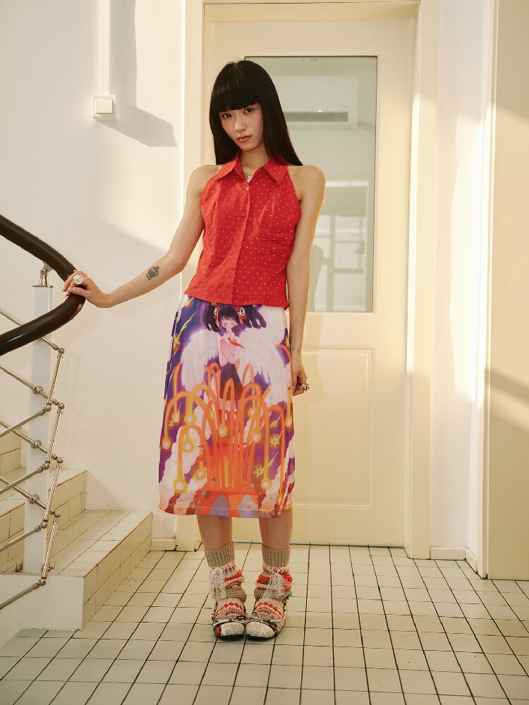 Star Volcano Mesh Pleated Skirt【s0000018697】