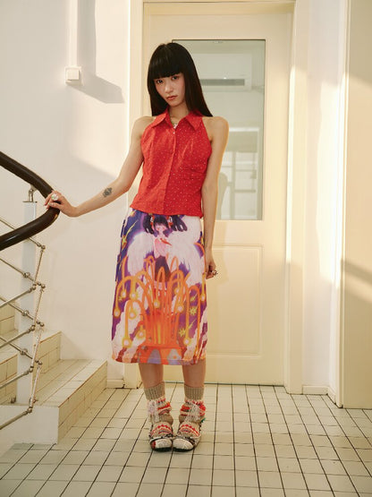 Star Volcano Mesh Pleated Skirt【s0000018697】