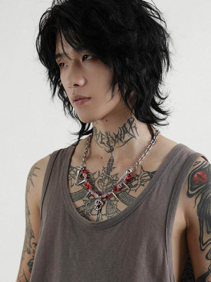 Handmade Y2K Punk Beaded Necklace【s0000018966】