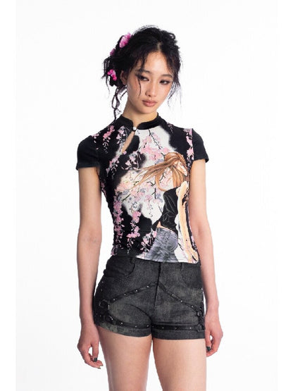 Tie-Dye Denim Studded Hot Pants【s0000018049】