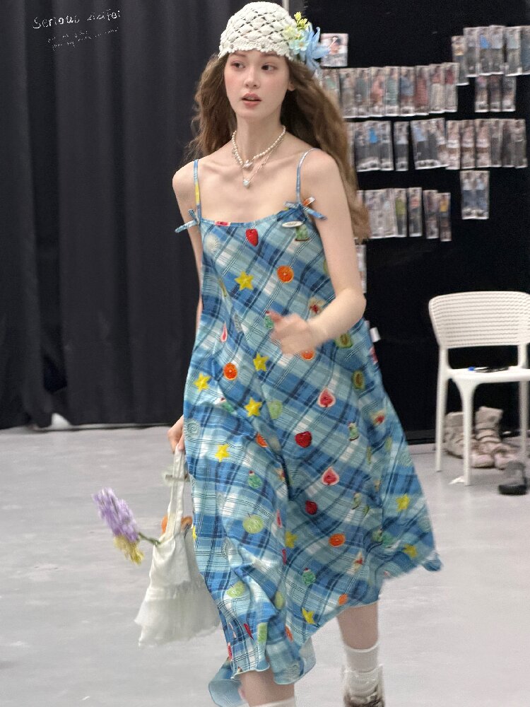 Summer Design Plaid Print Camisole Dress【s0000016843】