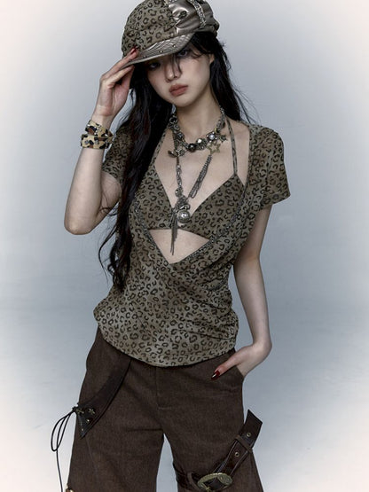 Metallic Leopard Mesh Hottie Short Sleeve T-Shirt [S0000008998]