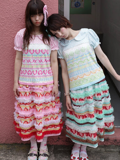 Strawberry Lime Print Loose T-Shirt【s0000017765】