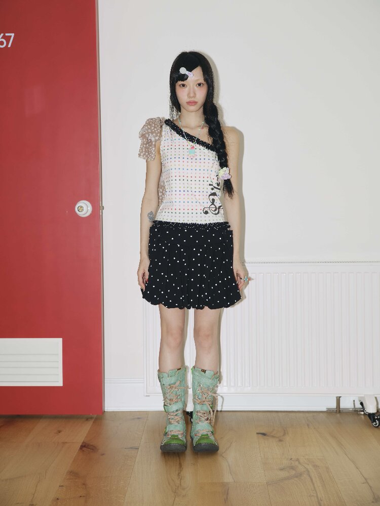 Vintage Polka Dot Note Top Camisole【s0000018704】