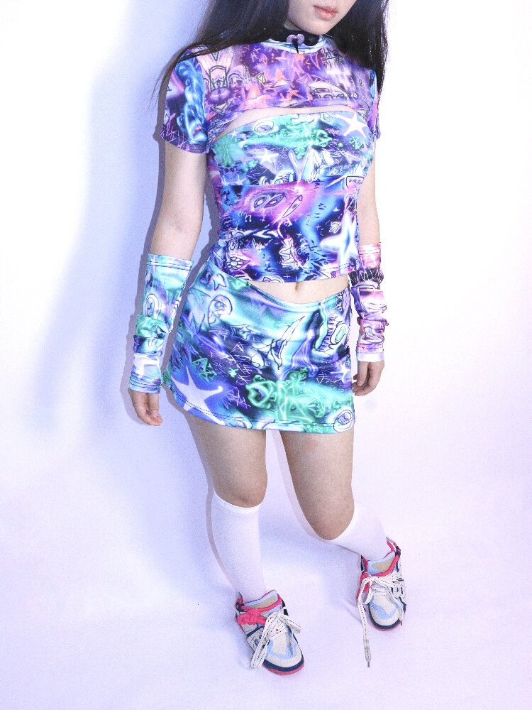 Y2K Printed Tank Top Outerwear【s0000017707】