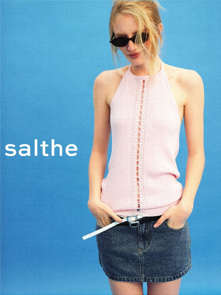 Lyocell Lace Up Halterneck Knit【s0000015929】