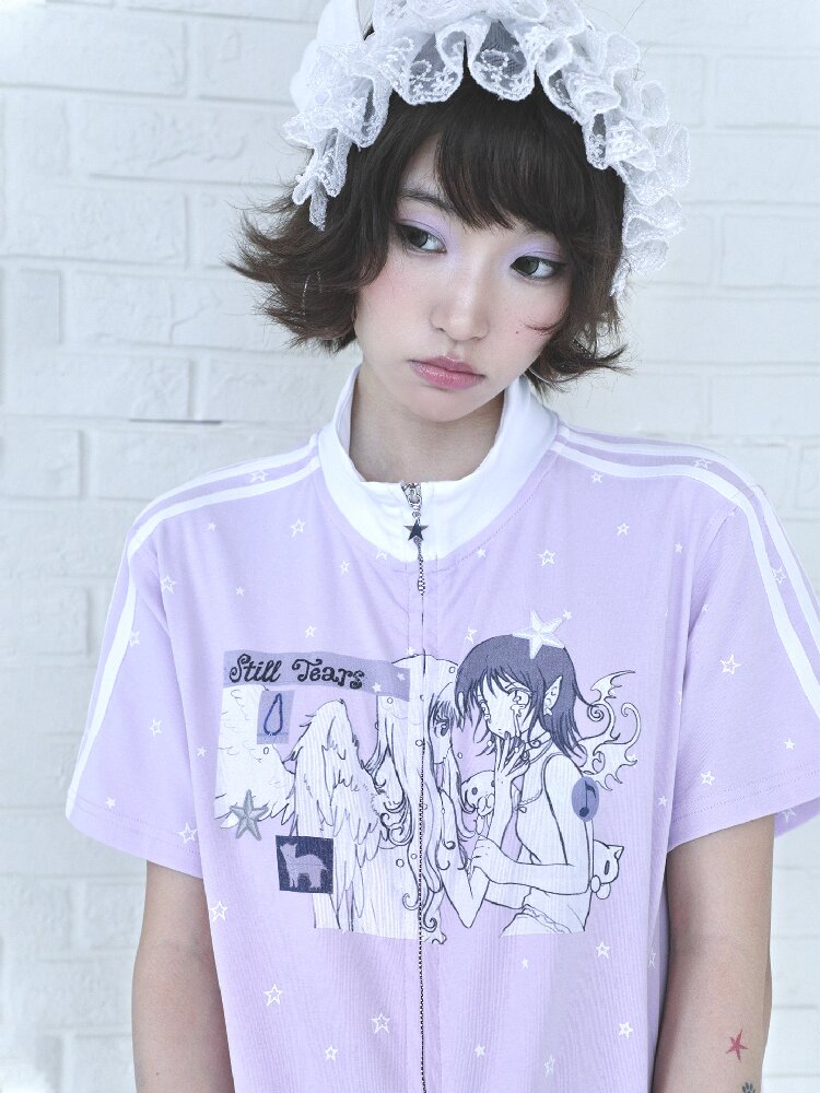 Angel Illustration Purple Cardigan【s0000016543】