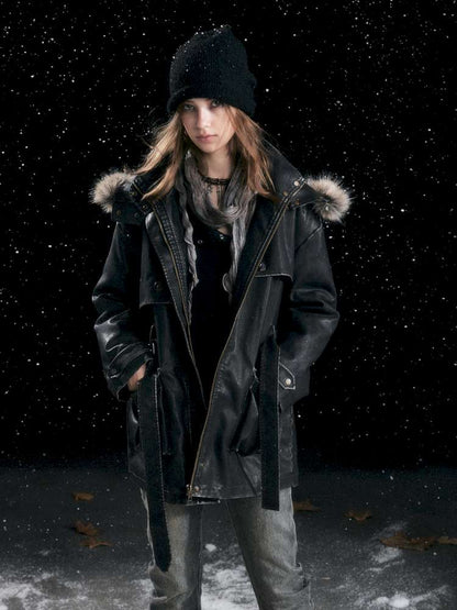 Heavy Industry Fur Collar Distressed Hooded Coat【s0000014671】