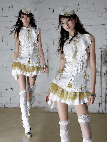 Medieval Ruffled Halter Camisole Top【s0000017235】