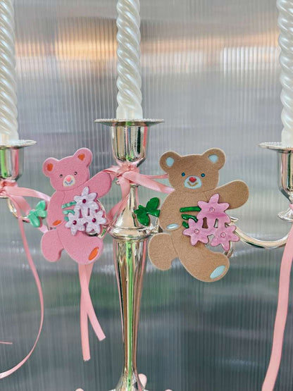 Bear Bouquet Flocked Acrylic Hairpin【s0000014508】