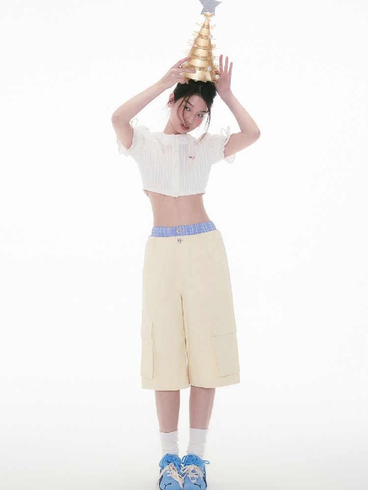 Bubble Sleeve Short Sleeve Blouse【s0000011996】