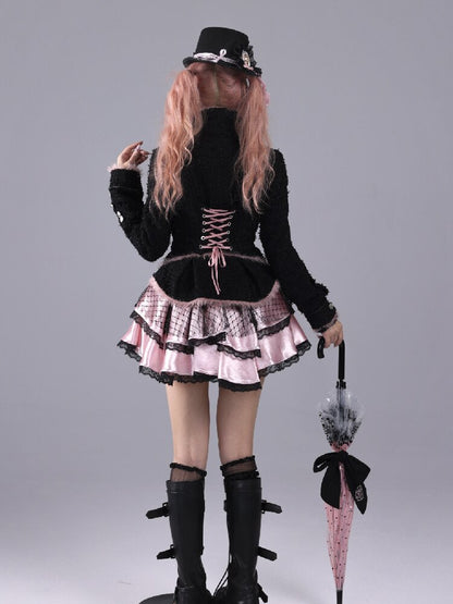 Black Sweet Woolen Tunic Jacket【s0000016224】