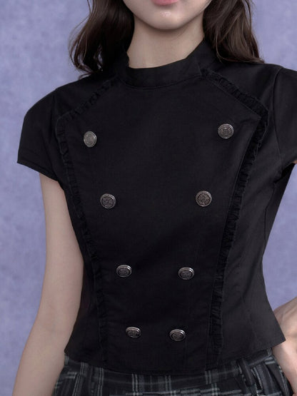 Double Breasted Stand Collar Shirt【s0000017685】