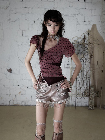 Y2k Retro Asymmetrical Strap T-Shirt【s0000017237】