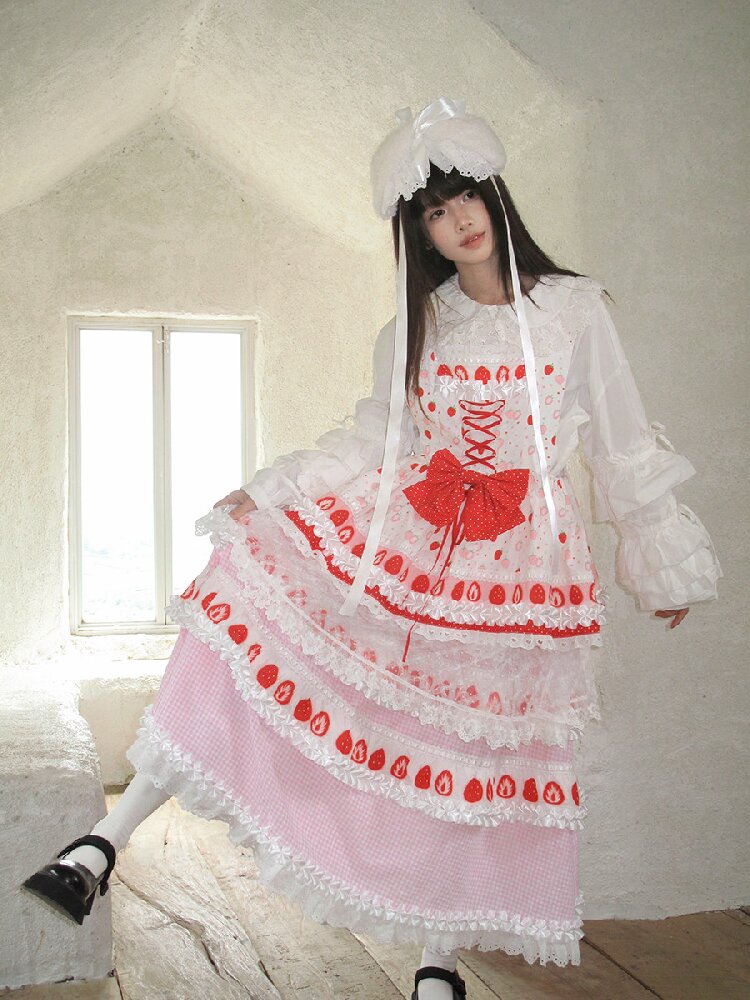 Cake Print Cut-Out Lace Bow Skirt【s0000018542】