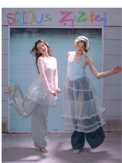 Lace Long Halter Outer Dress【s0000011681】