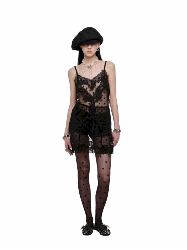 Lace See Through Halter Dress【s0000011602】